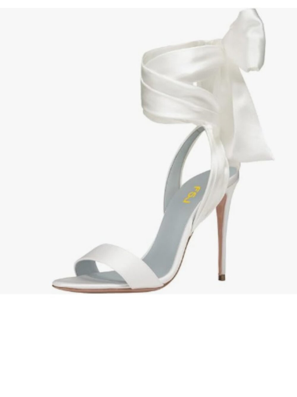 FSJ White Open Toe High Heel Sandals Lace-up Cute Satin Bowknot Sandals